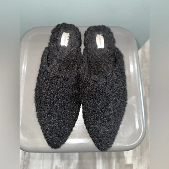 Birdies The Lark Black shearling fuzzy slide mules size 7.5 - Picture 5 of 6